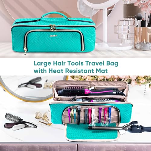 ELCUPA Large Travel Bag - 2in1 Hair Tools Organizer for Dryer Brush, Flat Irons, Straighteners, Curling Irons, Makeup Bag