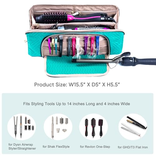 ELCUPA Large Travel Bag - 2in1 Hair Tools Organizer for Dryer Brush, Flat Irons, Straighteners, Curling Irons, Makeup Bag
