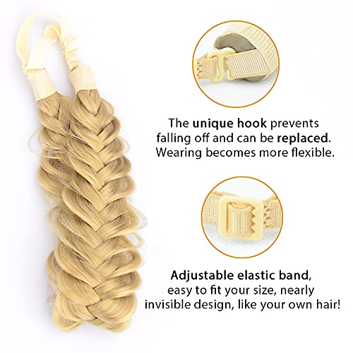 DIGUAN Messy Wide 2 Strands Synthetic Hair Braided Headband Hairpiece Women Girl Beauty accessory, 62g/2.1 oz (Honey Blonde)