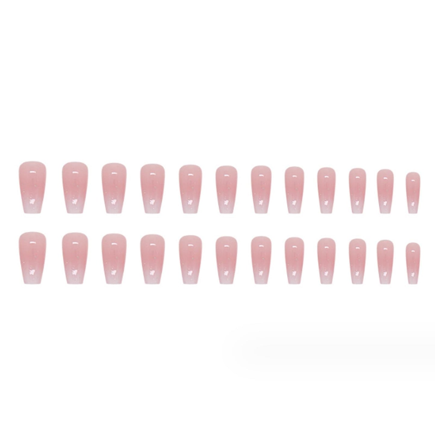 Curvlife Bling Coffin Press on Nails Short Square Acrylic Fake Nails with Apricot Design Full Cover False Nails Glossy Gradient Artificial Stick on Nails for Women 24Pcs (Gradient Nude White)