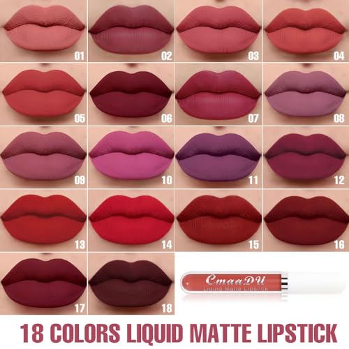 evpct 1Pcs Wine Red Liquid Matte Lipstick Lipgloss Set for Women, labiales mate 24 horas originales matte larga duracion 24 Hour Lipstick Lip Stains Long Lasting Waterproof 24, 17#