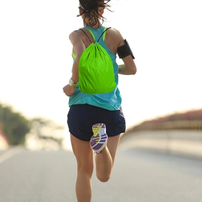 GoodtoU Draw String Sport Bag 24 Pcs Draw String Back Sack Drawstring Gym Bag Cinch Bag (Orange Green)