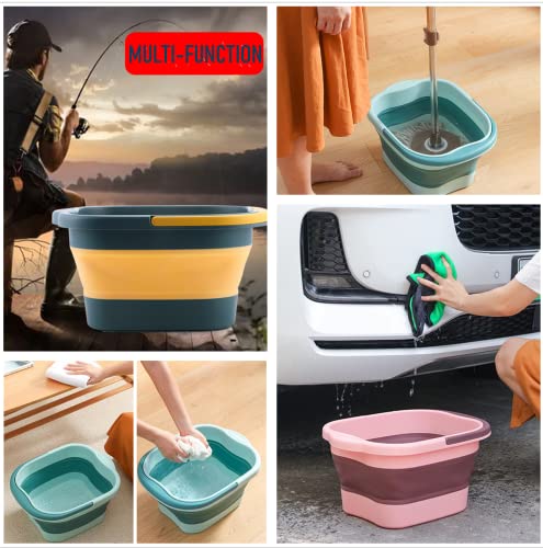 DoroSun Collapsible Foot Bath Soak Tub with Handle, Plastic Foldable Feet Spa Soaking Basin Bucket with Massager Acupoint for Washing, Pedicure Foot Care Bathtub Bowl Tools for Pain Relief, Green