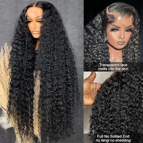 Daphernew Deep Wave Lace Front Wigs Human Hair 13x6 HD Transparent Lace Frontal Wigs Human Hair for Women Glueless Wigs Deep Curly Wigs Human Hair Pre Plucked with Baby Hair 200% Density (20 Inch)