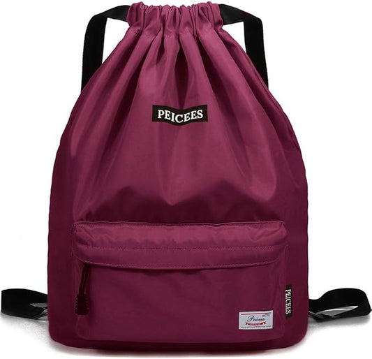 Peicees Waterproof Drawstring Sport Bag Lightweight Sackpack Backpack for Men and Women