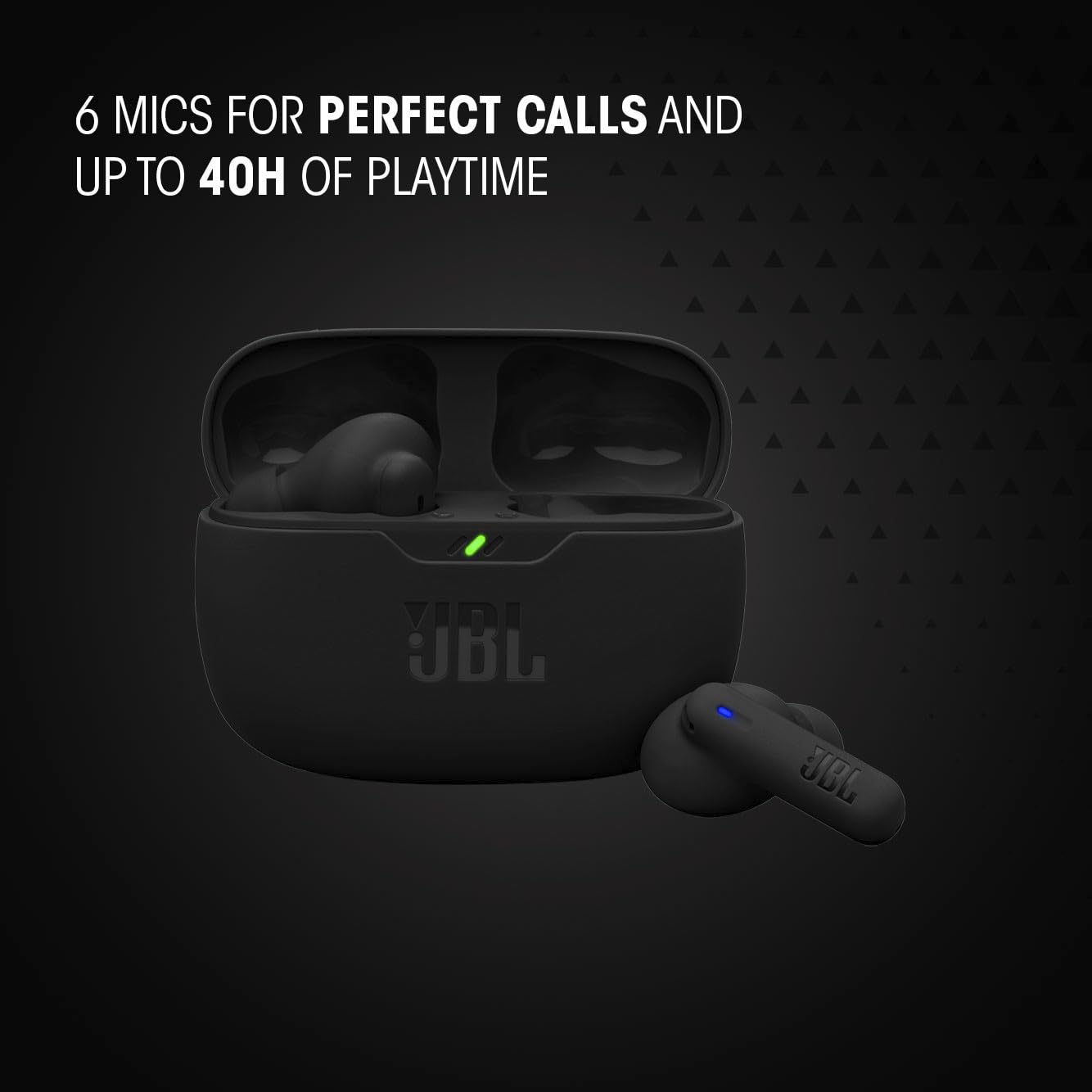 JBL Vibe Beam 2 - True Wireless Noise Cancelling Earbuds Pure Bass Sound & Smart Ambient Technology, 4mics for Crisp, Clear Calls, up to 40Hrs of Playback, IP54 Dust & Water Resistant (Black)