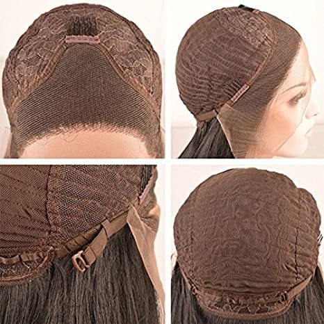 ELESTY Brown Synthetic Lace Front Wig Long Straight Free Part #6 Lace Front Wig For Women Heat Resistant Fiber Natural Hairline Makeup Lace Wigs