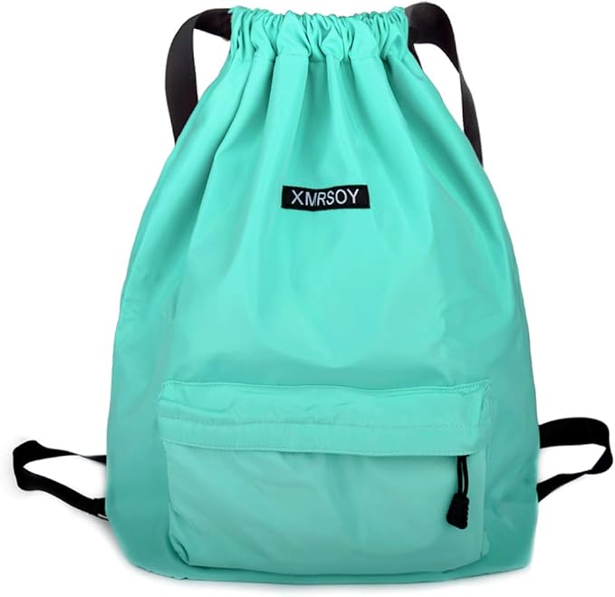 Gym Drawstring Backpack Water Resistant String Bag Nylon Cinch Sport Bag Sackpack