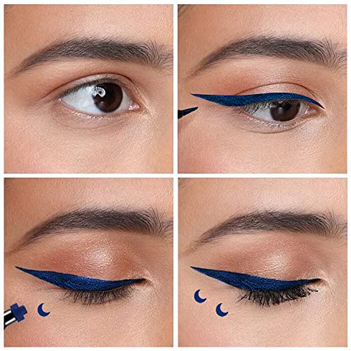 evpct Colored Winged Eyeliners Stamp 4 in 1 Stars Flowers Hearts Moon Face Makeup Stamp Set Eye Liners for Women Waterproof Purple Blue Red Pink Liquid Eyeliner Colorful Set Wingliner Shapes