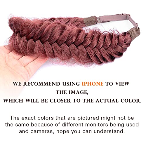 DIGUAN Messy Wide 2 Strands Synthetic Hair Braided Headband Hairpiece Women Girl Beauty accessory, 62g/2.1 oz (Burgundy)