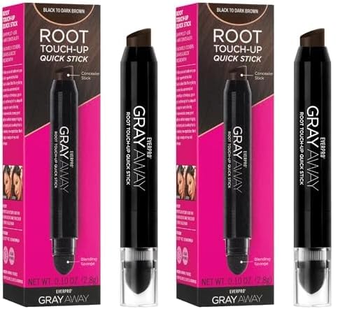 EVERPRO Gray Away Root Touchup Quick Stick, Black/Dark Brown, 0.1 Oz (Pack of 2)
