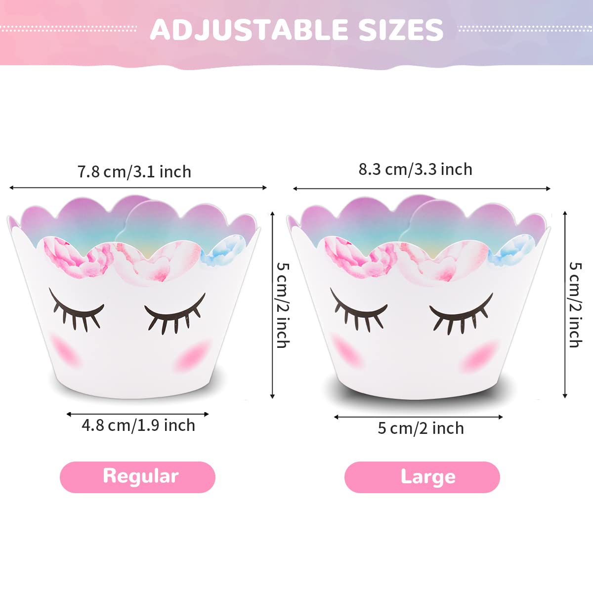 Unicorn Cake Decorations, Double-sided Unicorn Cupcake Wrappers & Toppers, 3-Tier Cake Stand, Unicorn Cake Topper for Unicorn Themed Parties, 68pcs