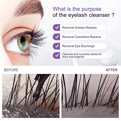 Eyelash Cleanser Concentrate 100ml Eyelash Extension Cleanser Inside the Eyelash Extension Kit Oil-Free Eyelash Extension Shampoo Perfect for Salon-Can Make Ten 60ml bottles of Lash Shampoo，Lavender