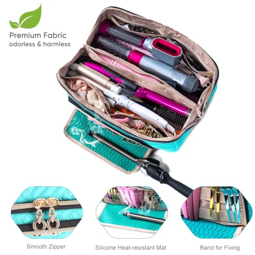 ELCUPA Large Travel Bag - 2in1 Hair Tools Organizer for Dryer Brush, Flat Irons, Straighteners, Curling Irons, Makeup Bag