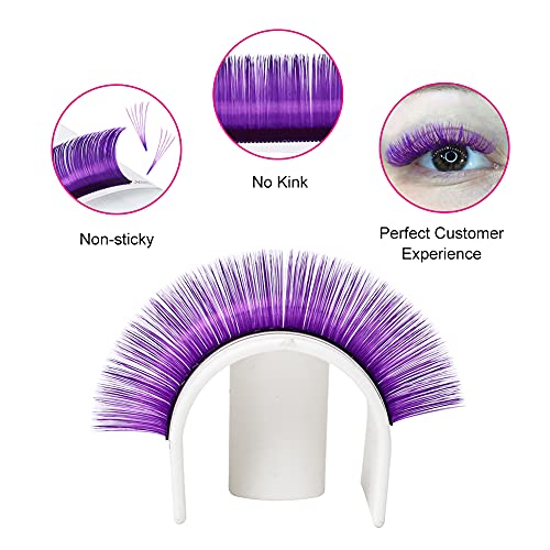 Easy Fan Volume Lashes D Curl Mixed Tray Purple Volume Eyelash Extensions 8-14mm Rapid Blooming Lash Extension Supplies by FADLASH (Purple 0.07-D-Mix)