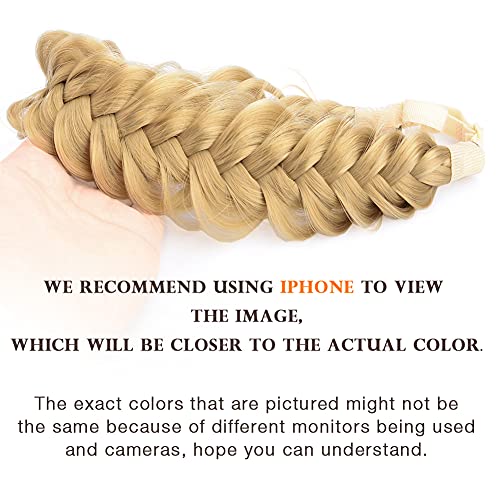 DIGUAN Messy Wide 2 Strands Synthetic Hair Braided Headband Hairpiece Women Girl Beauty accessory, 62g/2.1 oz (Honey Blonde)