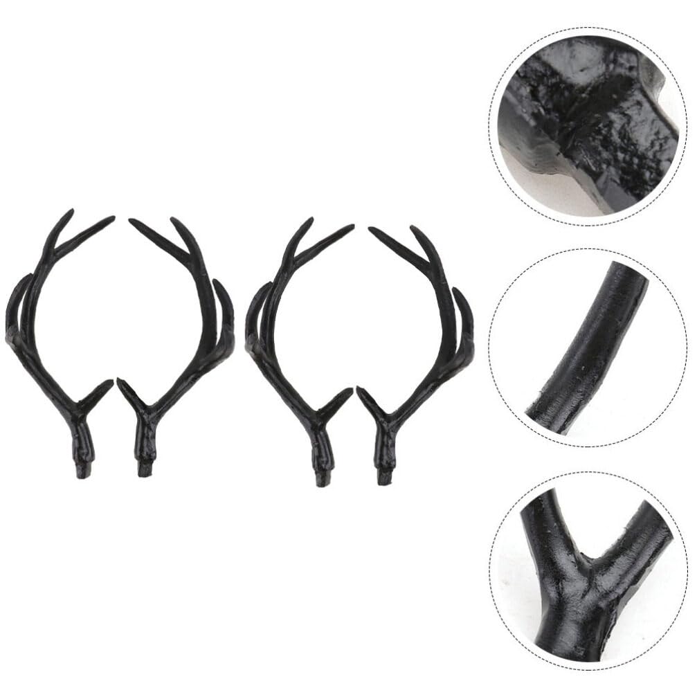 Unomor 2 Pairs Artificial Antlers Plastic Deer Antlers, Realistic Reindeer Horn Props for, Halloween, and Diy Costume Parties