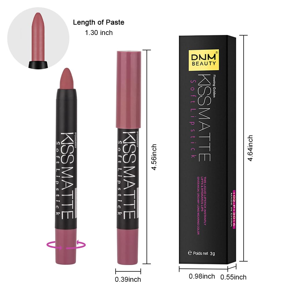 evpct 1Pcs Nude Bright Pink Matte Lipstick and Lip Crayon Liner Pencil Set for Women Lip Stain Long Lasting Waterproof labiales mate magicos 24 horas originales pintalabios permanente 24 horas 15