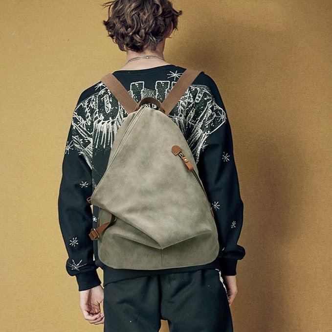 KL928 PU Leather Vintage Backpack – Large Casual Daypack Outdoor Travel Rucksack Hiking Backpacks for Men Women