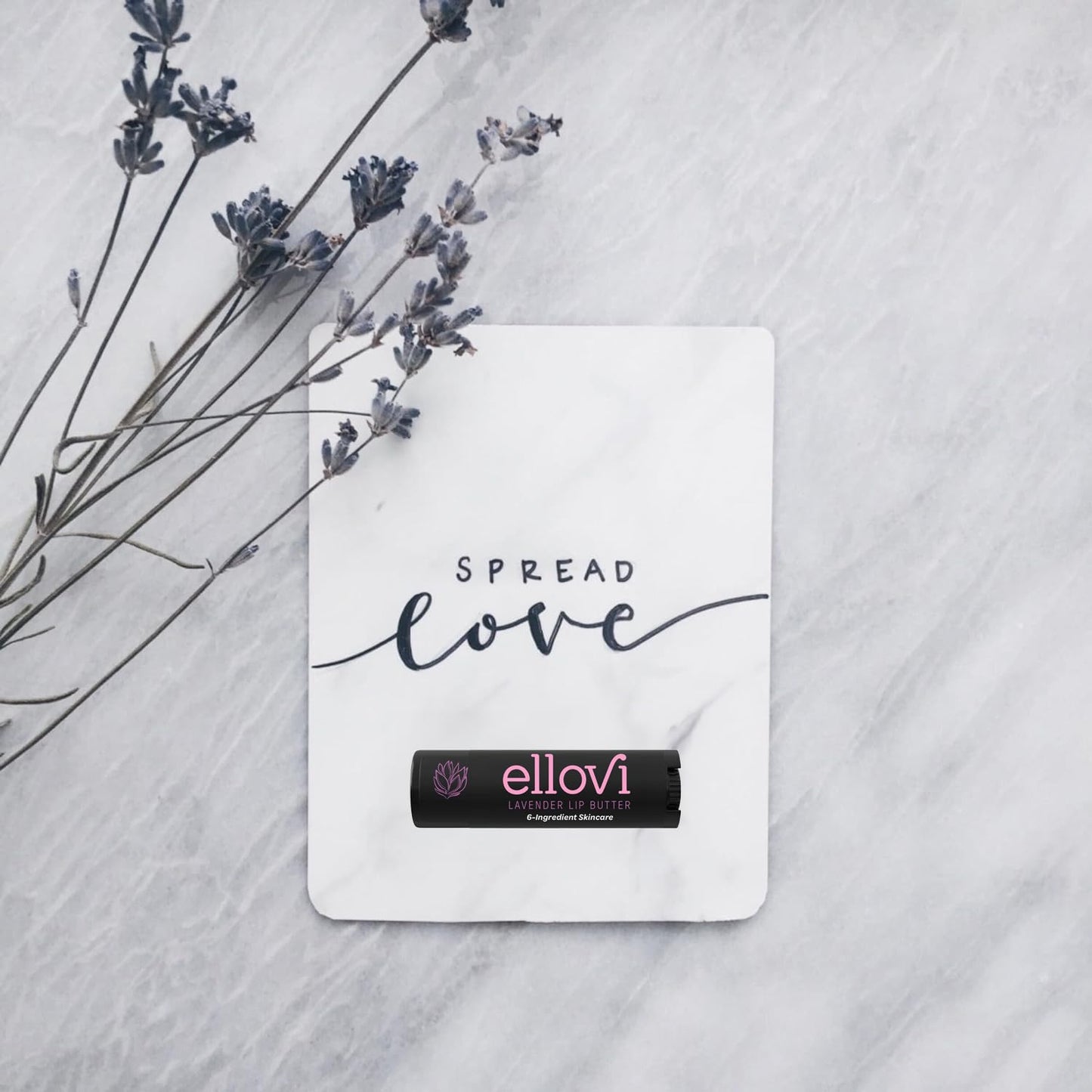 Ellovi Natural Lip Butter Lip Balm - Lavender - Pure Enough to Eat - Made With Just 6 Vegan Ingredients - 100% Natural & Organic Moisturizing Lip Care for All Day Hydration (2-Pack)