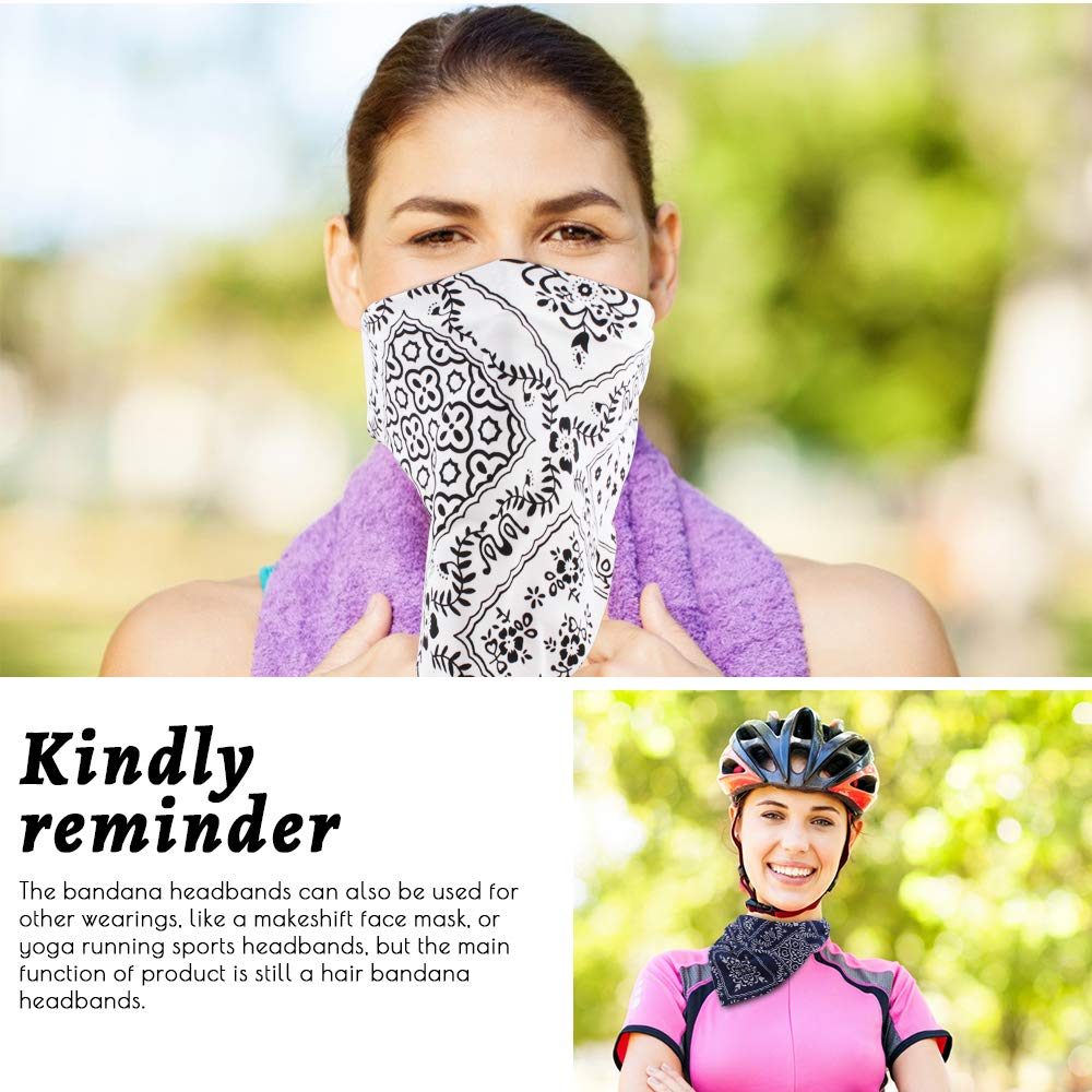 TOBATOBA Floral Elastic Hair Scarf Headband Set of 5 Boho Triangle Chiffon Bandanas for Women and Girls - Head Wraps, Hair Accessories