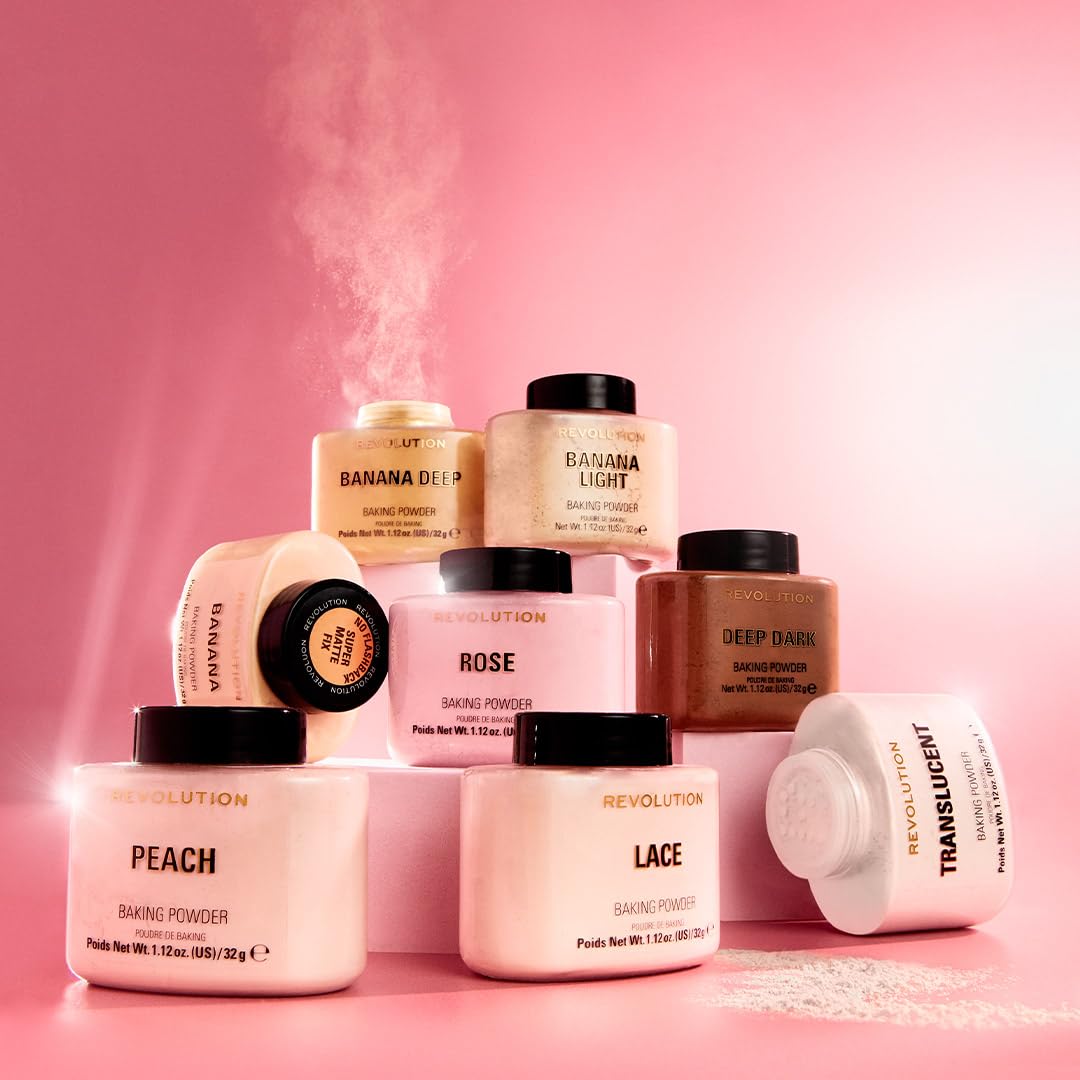 Revolution, Loose Baking Powder, Makeup Setting Powder, Long Lasting Coverage, Mattifies & Reduces Shine, Lace, 1.13 oz