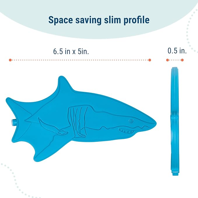 Wildkin Kids Ice Packs (4 Packs) for Boys & Girls, Perfect for Daycare & Preschool Slim & Reusable Ice Packs, Keep Lunches Fresh & Cool for School & Travel, Portable Ice Packs for Kids (Shark)