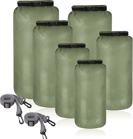 Shappy 6 Pcs Waterproof Dry Bag Set 6 Size Lightweight Sack and Long Adjustable Shoulder Strap 20/15/10/8/5/3l Outdoor Keep Gear Stuff Sack for Backpacking Boating Hiking Camping