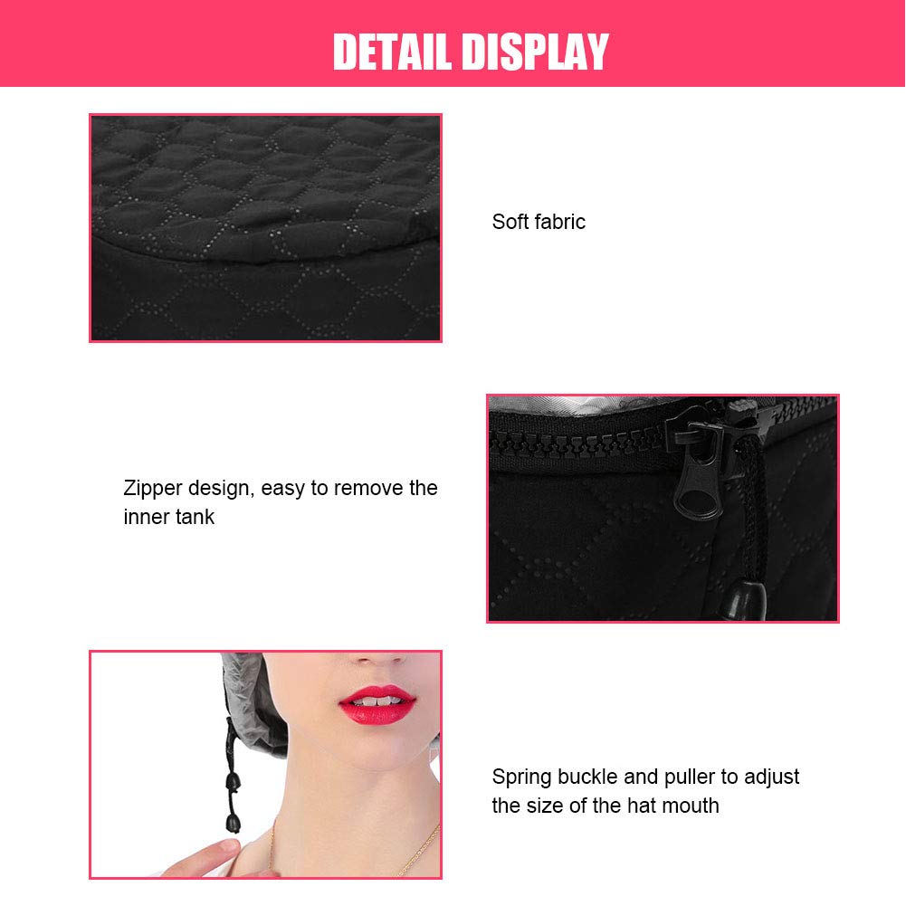 Electric Thermal Hair Hat, Steamer Heat Hat for Deep Conditioning Steam Home Use Heating Conditioner Women Heated Household Dryer Adjustable Hot Oil Haircare Care SPA with 3 Mode Temperature Control