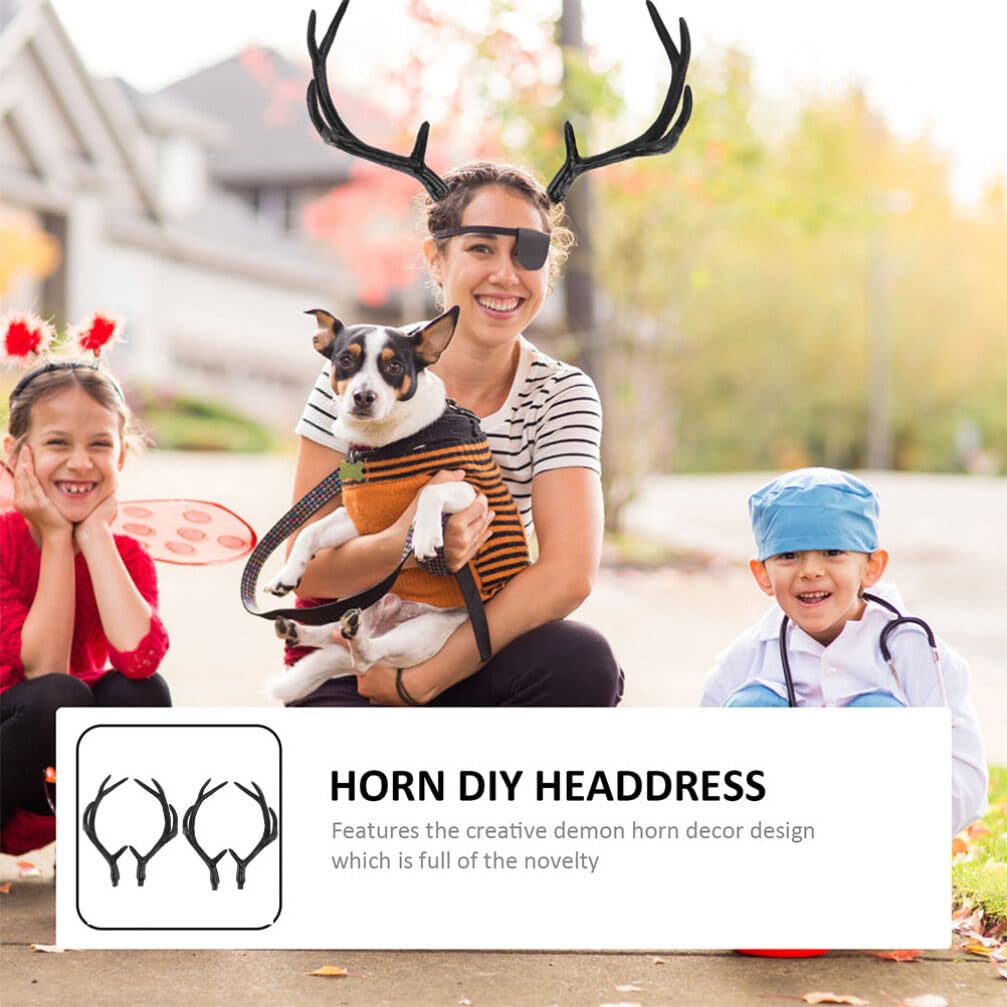 Unomor 2 Pairs Artificial Antlers Plastic Deer Antlers, Realistic Reindeer Horn Props for, Halloween, and Diy Costume Parties