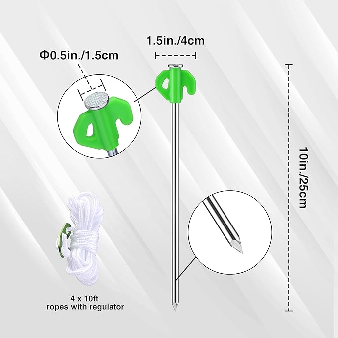 VILLEY 10" Tent Stakes Heavy Duty Galvanized Camping Stakes Accessories, with Storage Bag