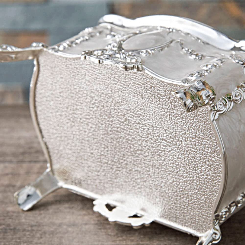 AVESON Luxury Vintage Metal Alloy Jewelry Box Ring Trinket Case Christmas Birthday Gift, Medium