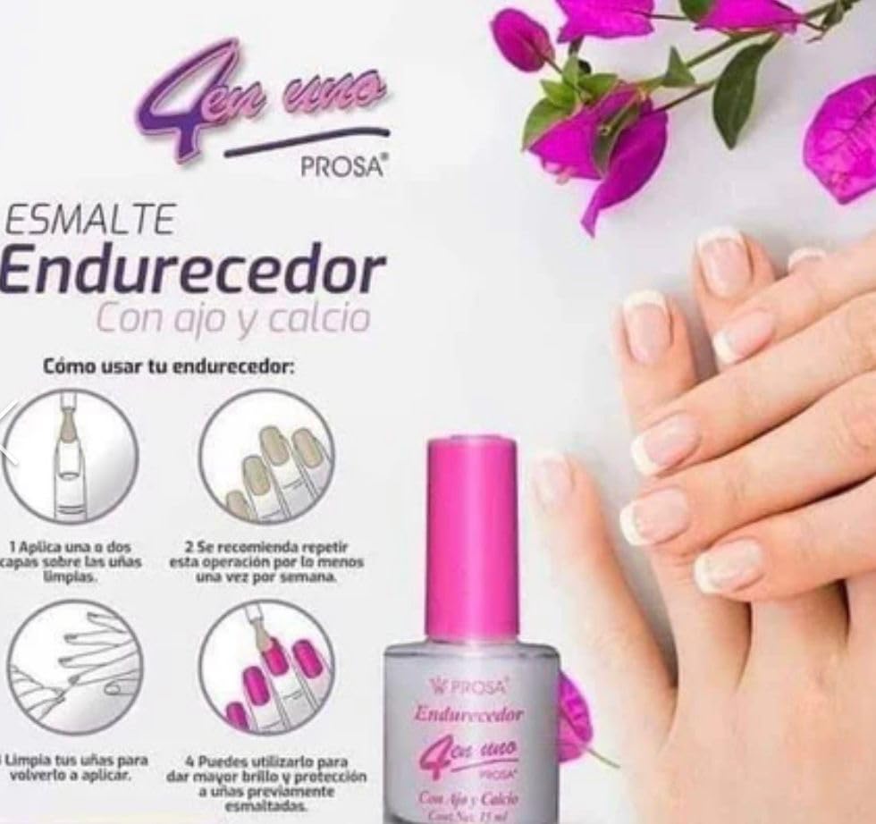 Esmalte Endurecedor de Uñas Prosa 4 en uno, Nail Hardener, 0.5 fl oz