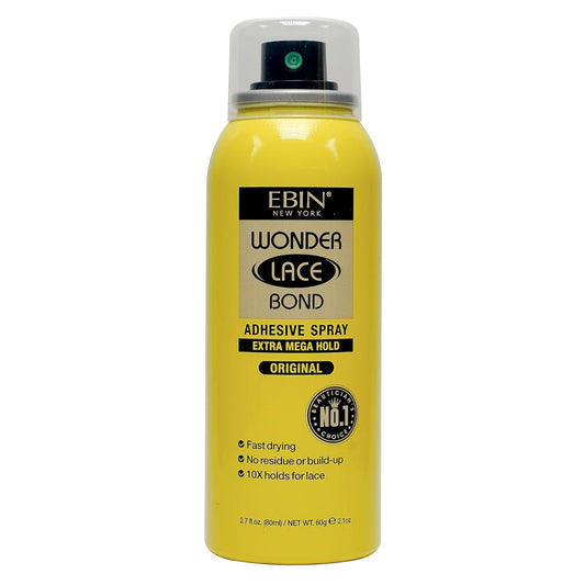 EBIN NEW YORK Wonder Lace Bond Adhesive Spray Original - Extra Mega Hold 2.7oz/ 80ml | Daily Use, Fast Drying, No Residue, No Build-up, Powerful Hold, All-day Hold, Daily Wig Application