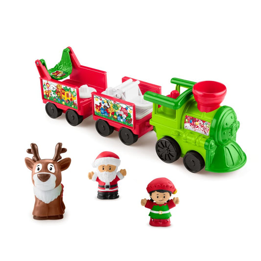 Fisher-Price Little People Toddler Toy Musical Christmas Train with Santa Elf & Reindeer Figures for Pretend Play Kids Ages 1+ Years (Amazon Exclusive)