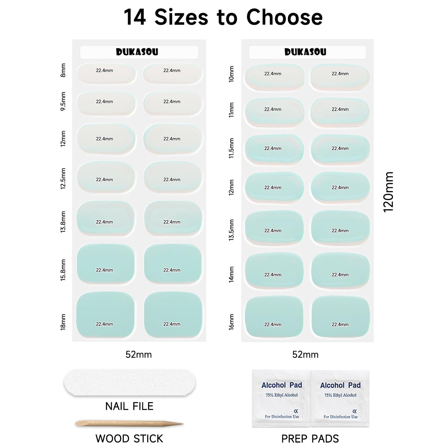 DUKASOU Semi Cured Gel Nail Strips, Sunset | 28 pcs Gel Nail Strips Work with Any UV Lamp, Salon Quality UV Gel Nail Stickers, Easy to Apply for Home Nails DIY