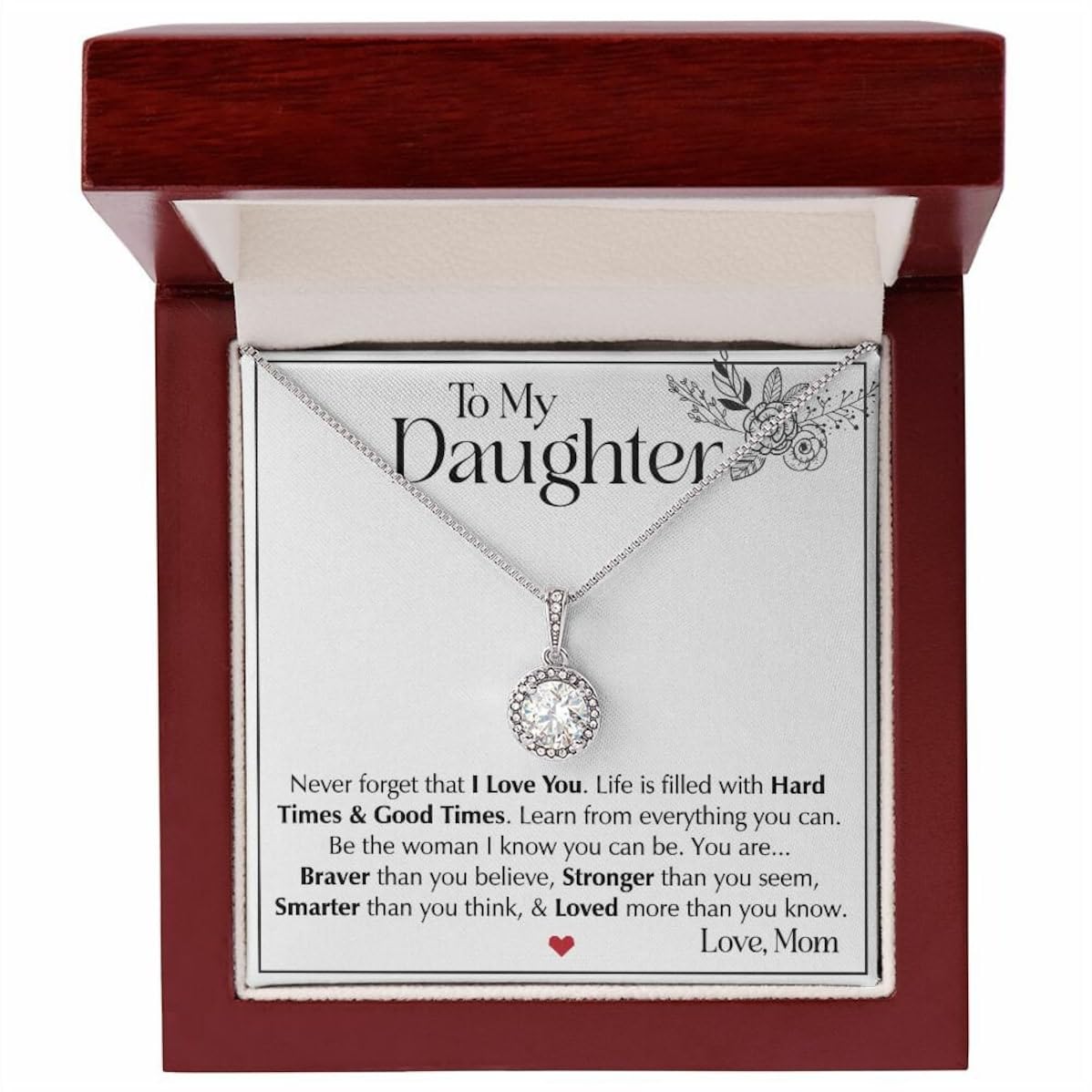 VIRAGIL Daughter's Eternal Hope 14k White Gold Necklace Gift on Christmas Luxury Box