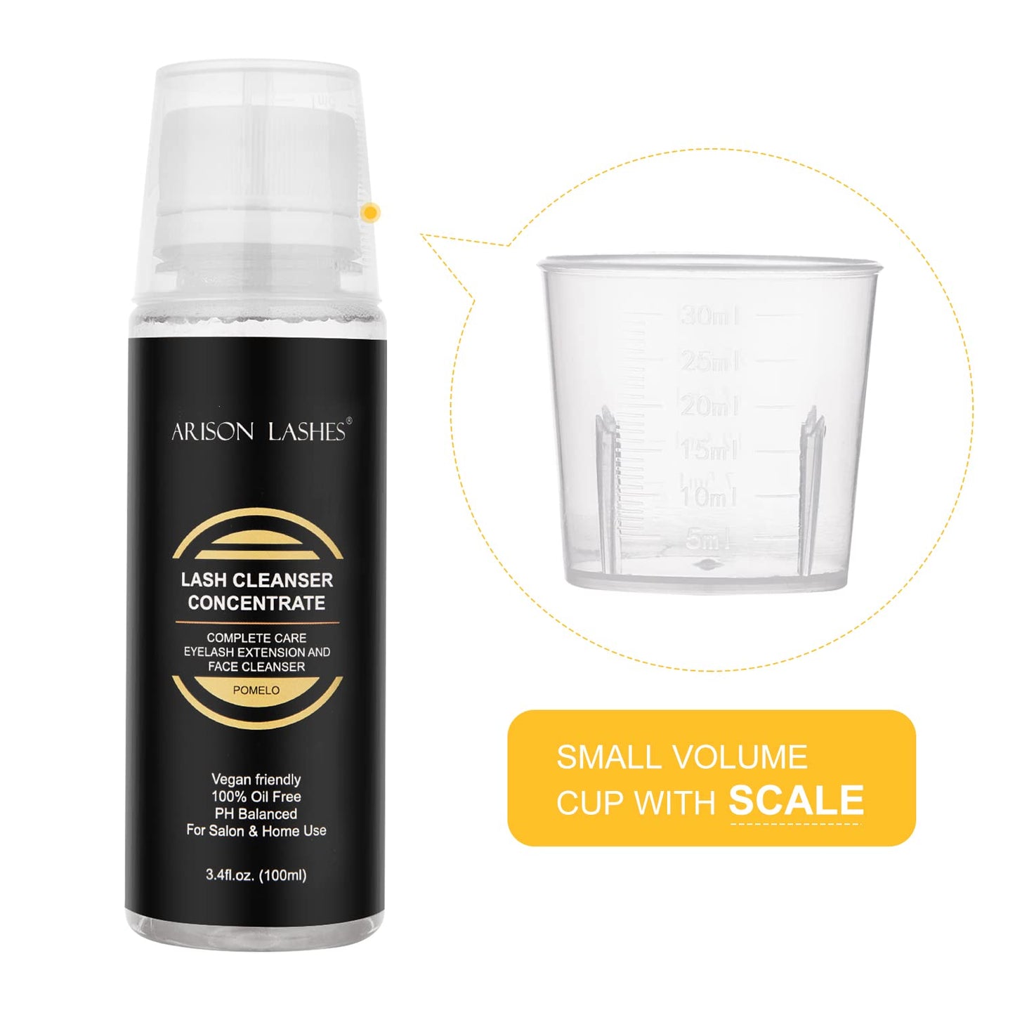 Eyelash Cleanser Concentrate 100ml Professional Lash Extensions Shampoo Natural Foaming Cleanser for Extensions Lashes with Salon Home Care-Makes 20 Bottles 60ml Eyelash Shampoo(pomelo)