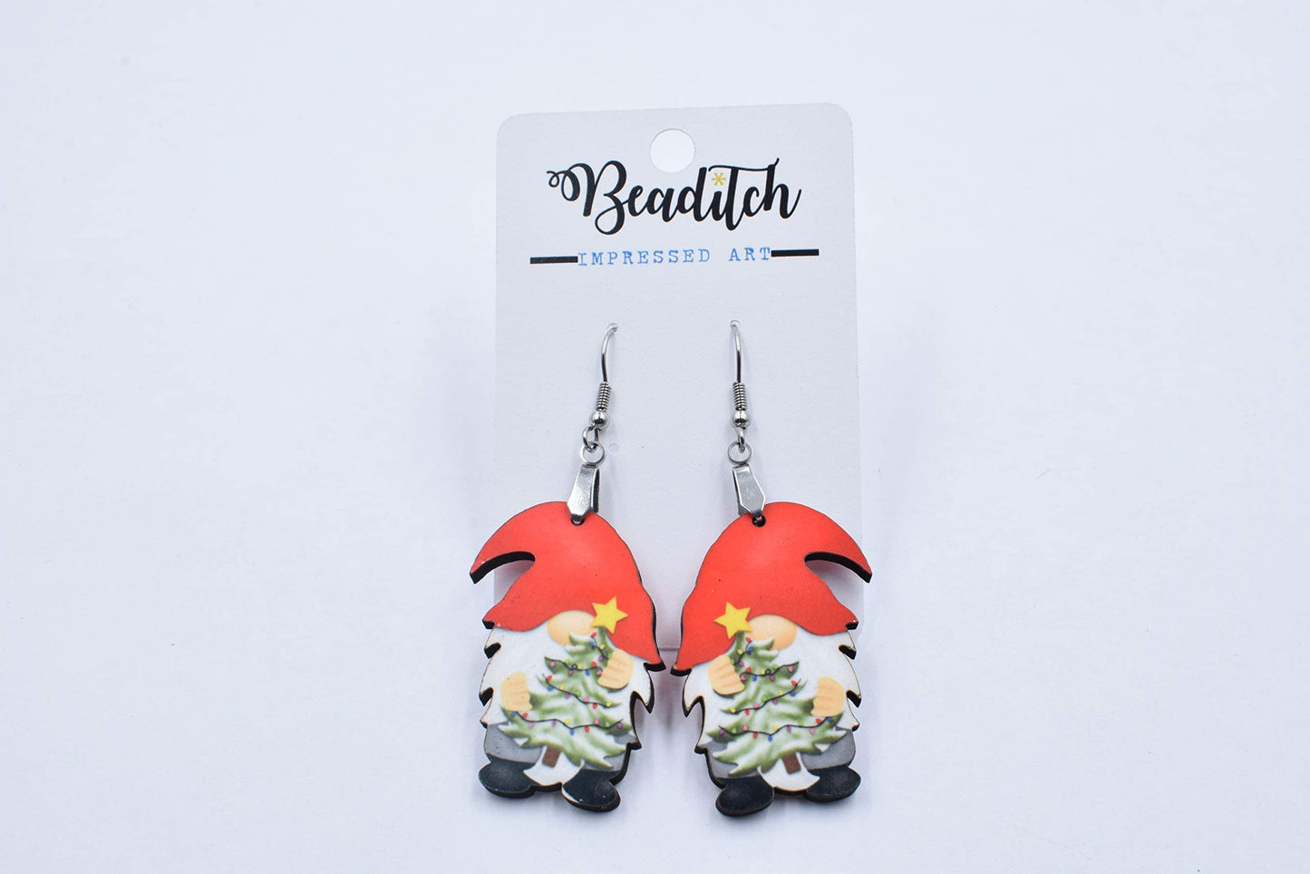 Holiday Gnome Earrings - Christmas Tree Earrings