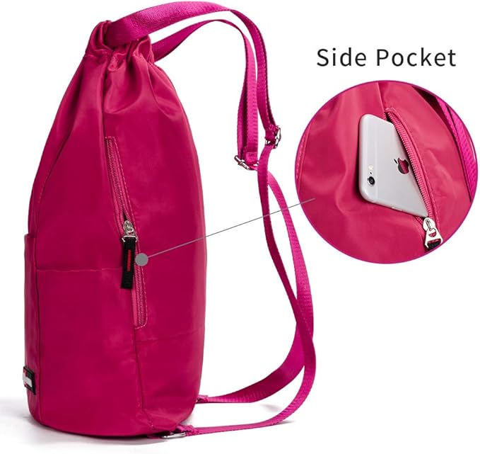 ZOORON Waterproof Drawstring Gym Backpack Bag for Men & Women, Sport Gym Sack Mini Travel Daypack