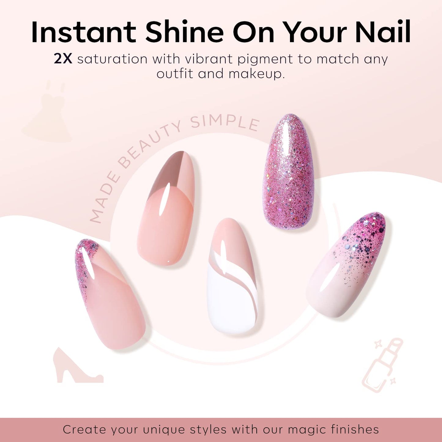 Modelones Gel Nail Polish, Nude Pink 6 Colors Gel Nail Polish Set Neutral Pink Glitter Nail Polish Gel Classic Nude Sheer Pink Gel Polish LED Nail Art Manicure Soak Off DIY Salon Gifts for Women Girls