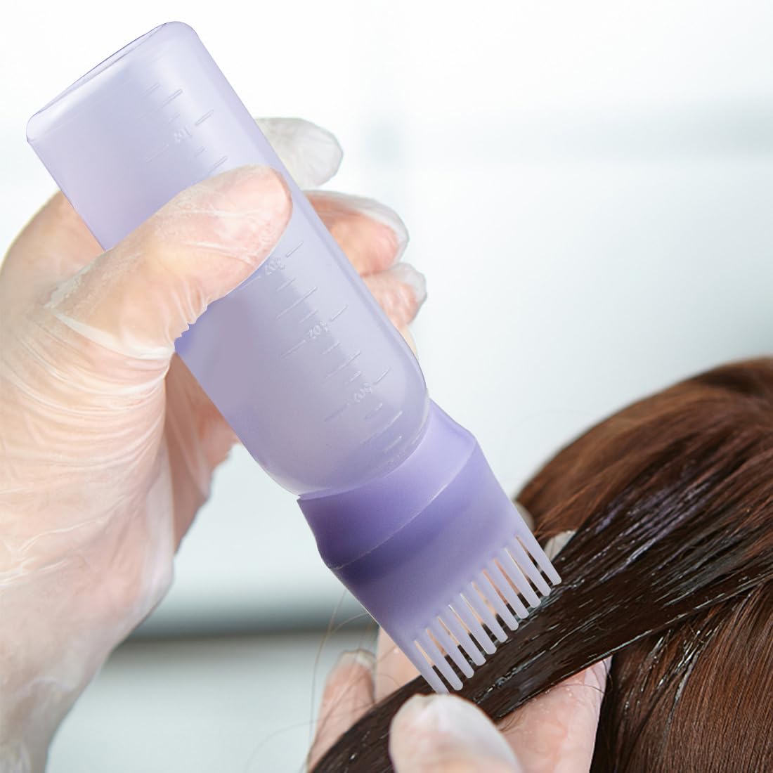 ELANE 4 Pack Root Comb Applicator Bottle,Oil Comb Applicator for Hair Dye Shampoos Hair Salons (2 purple + 2 white)