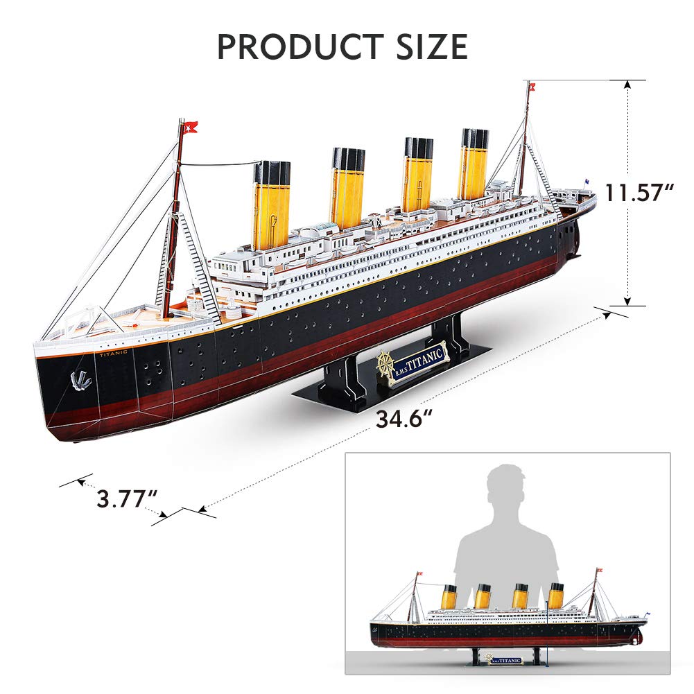 CubicFun Titanic 3D LED Puzzles for Adults 88 CM 266 Pieces,Titanic Toys for Teens, Home Decor Birthday Gifts Adults Teacher Gift Dad's Gift
