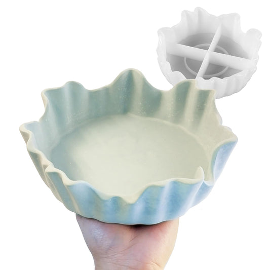 Wehous Large Irregular Bowl Silicone Mold, Unique Storage Epoxy Resin Concrete Molds, Big Candle Holder Tray Container Jewelry Holder Succulent Pot Makeup Organizer Casting Mold Art Craft Ornament