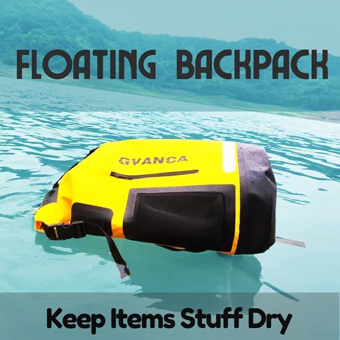 Waterproof Dry Bag Backpack for Kayaking, Roll Top Kayak Dry Backpack, Floating Outdoor Dry Sack Boating Sailing Canoeing Rafting Fishing Camping 35L Yellow