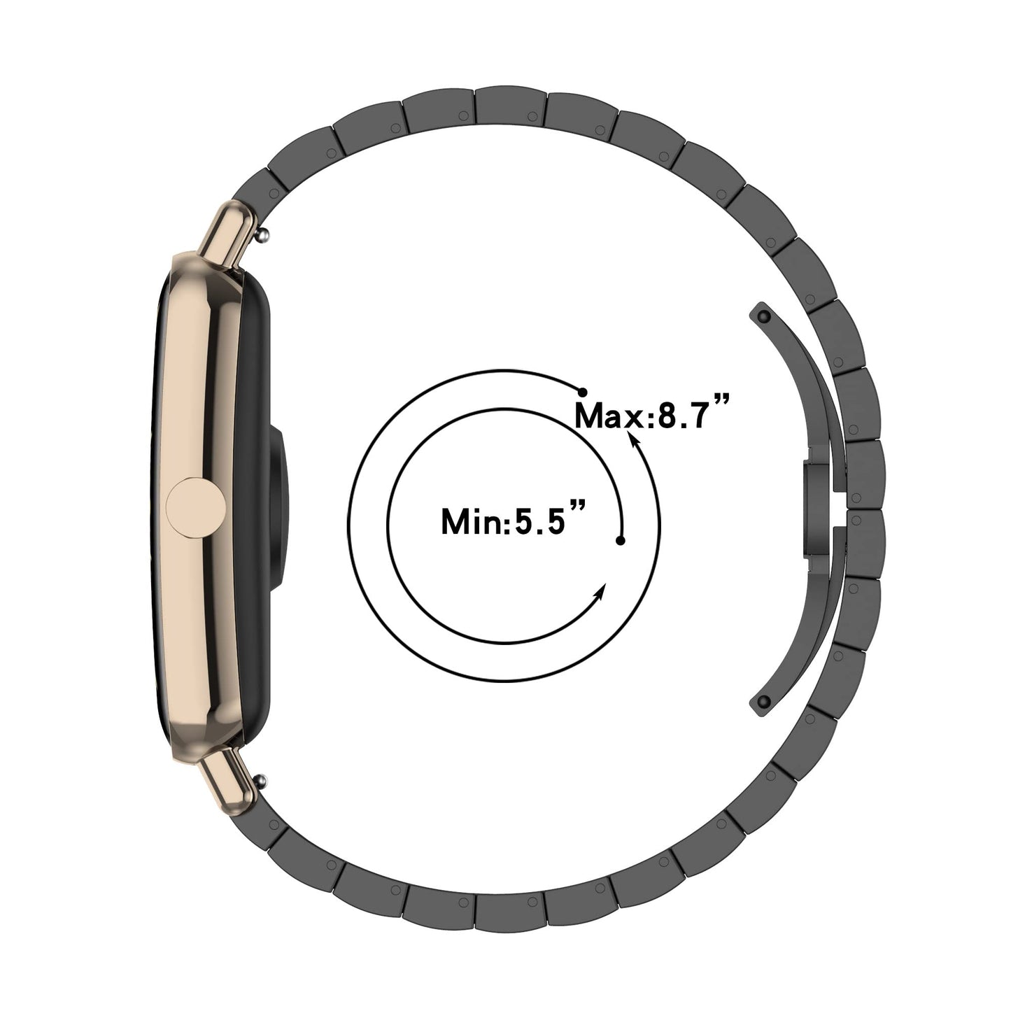 Watch Band Compatible for FITVII HM08 Fitness Tracker Watch Bands, Replacement Metal Strap for FITVII HM08 Smart Watche Wristband Adjustable Stainless Steel Loop (Rose Gold)