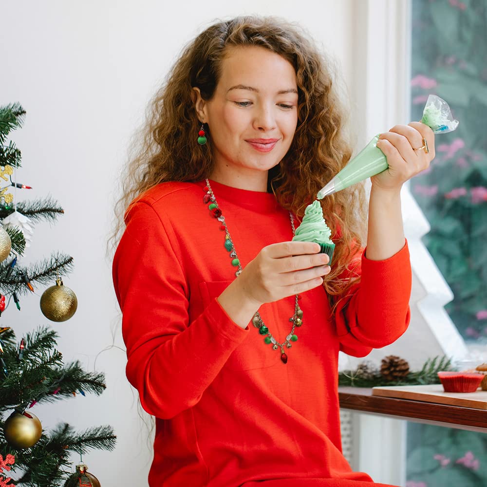 Madison Tyler Christmas Necklace Jewelry Set for Women | Statement Christmas Jingle Bells Light Bulbs Necklace | Dangle Ball Earrings | Xmas Holiday Necklaces Gifts