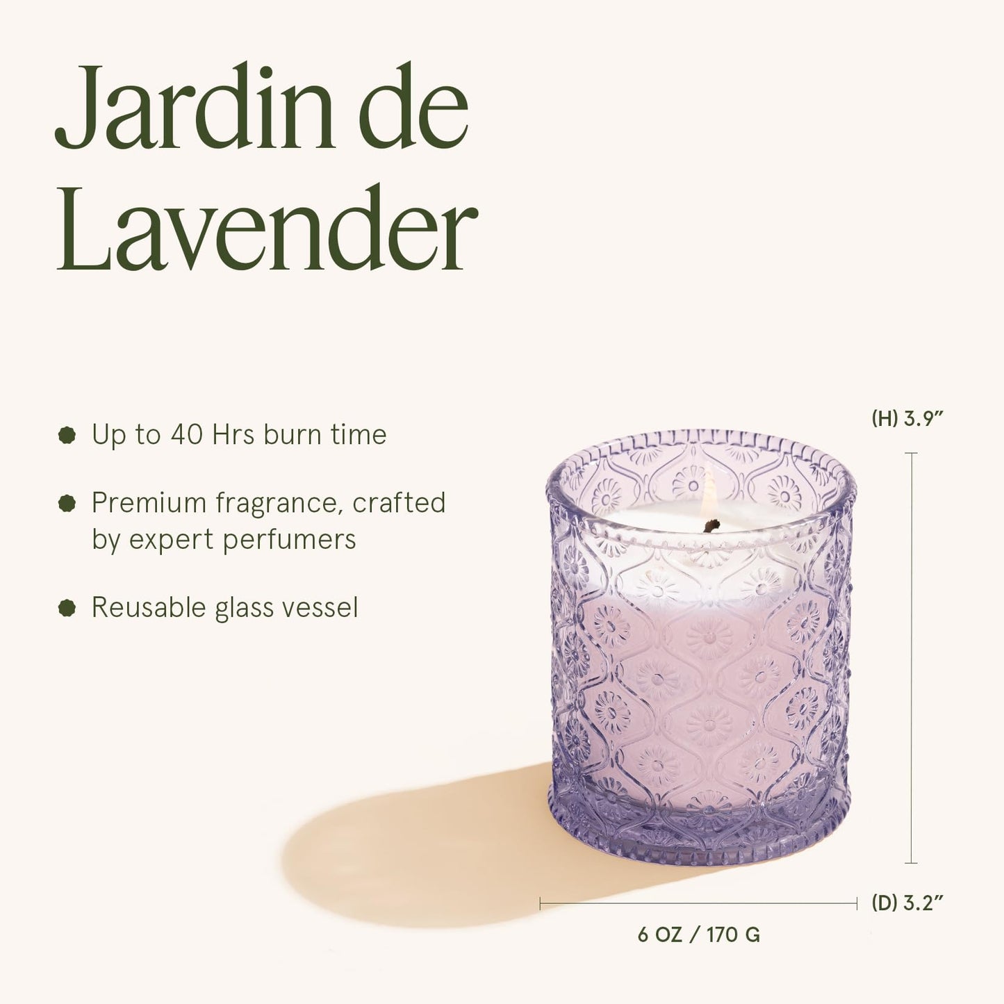 LA JOLIE MUSE Lavender Lilac Candle, Mothers Day Candles Gifts for Women, Jardin de Lavender Scented Candle, Aromatherapy Coconut Candles for Home Scented, 6 Oz 40 Hour Burn Time