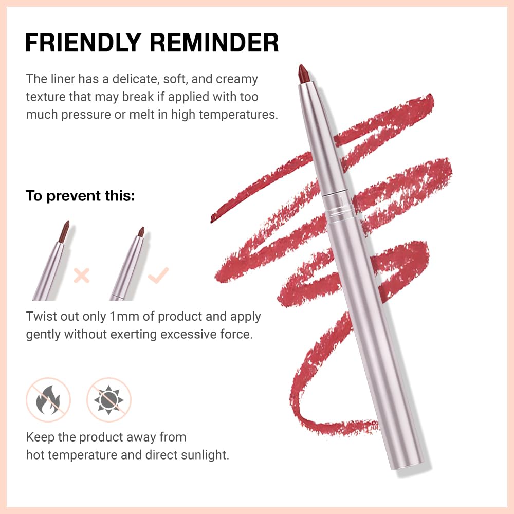 FeiCuiYun Retractable Lipliner Pencil Waterproof Makeup for Lip Liner and Eye Liner, Smooth and Creamy, Long Lasting Matte Finish, Vegan Beauty, Matte Velvet Pigmented Lip Liner (09#Orange Red, 1)