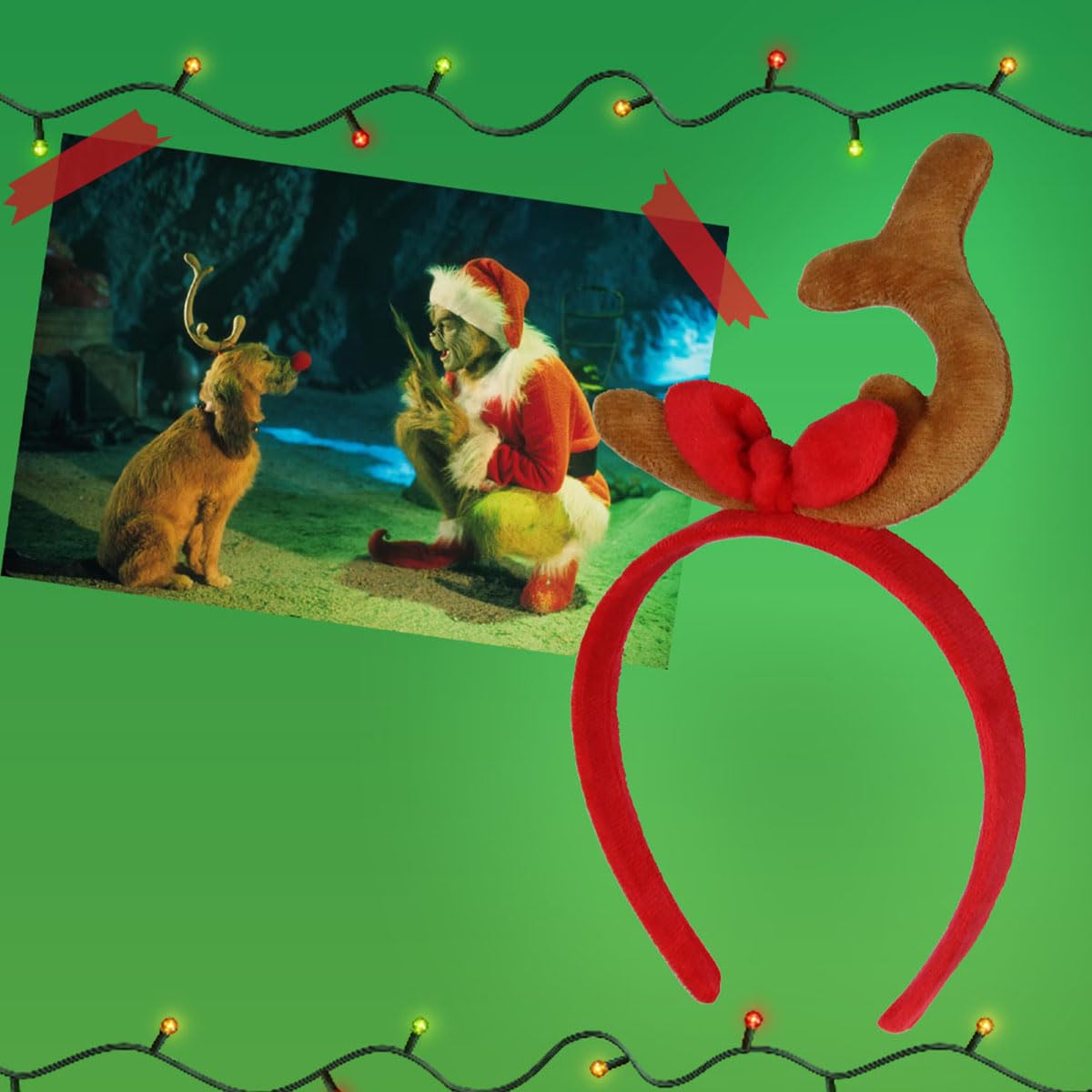 Bioworld Dr. Seuss How GRINCH Stole Christmas Max's Reindeer Antler Design Headband For Women and Girls